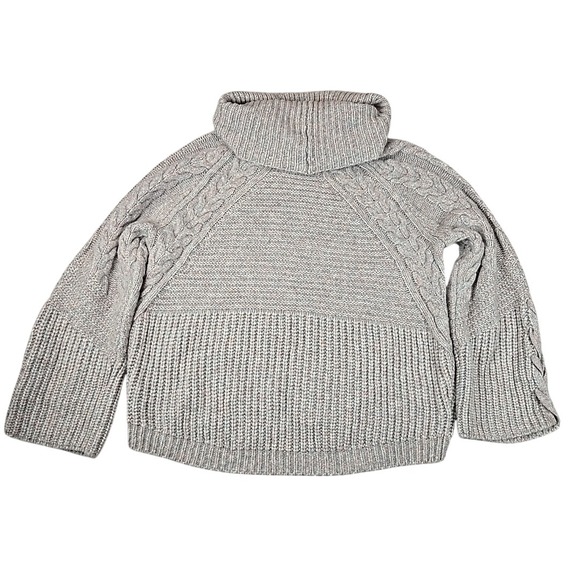 Express Women's Knit Multi Colored Turtleneck Fisherman XL Cottagecore Sweater - Picture 3 of 11